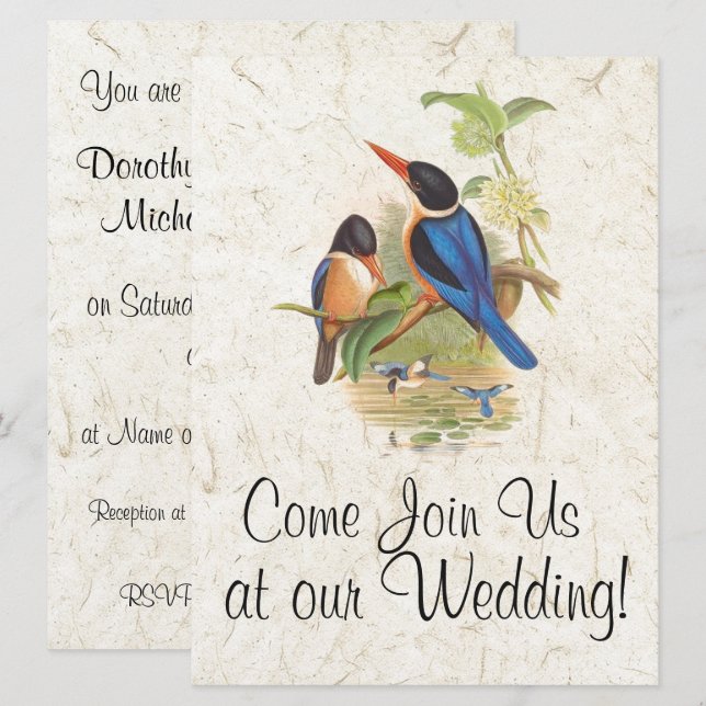 Einladung von Kingfisher Bird Wildlife Animal Wedd (Vorne/Hinten)