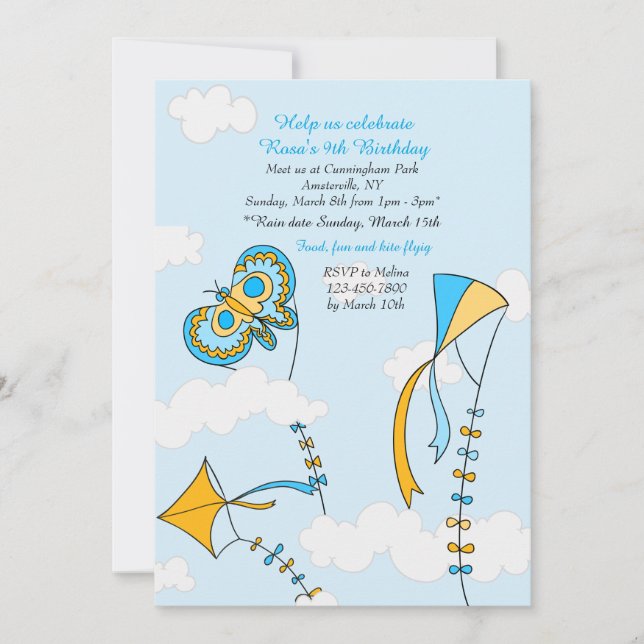 Einladung von Kite Sky (Vorderseite)