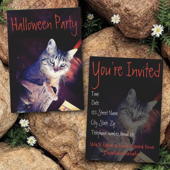 Einladung von Kitty Aglow Nah up Fotografie (Halloween party invitation template front and back)