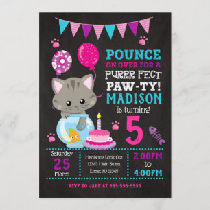 Einladung von Kitty Birthday / Girl Kitten Party