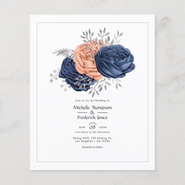 Einladung von Korallen, Marine und Silberblumen Flyer (Vorne)