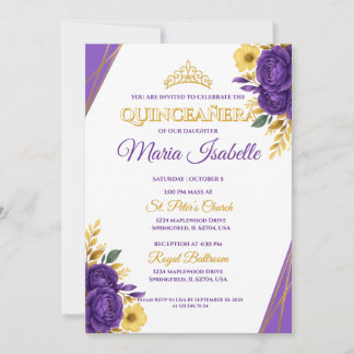 Einladung von Lavender & Gold Quinceñera
