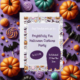 Einladung von lila Geisterkindern zum Halloween-Pa