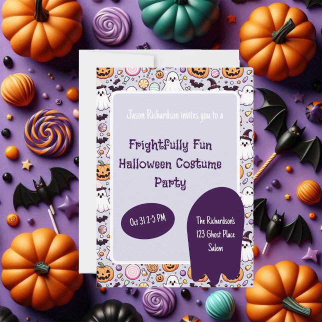 Einladung von lila Geisterkindern zum Halloween-Pa (Von Creator hochgeladen)