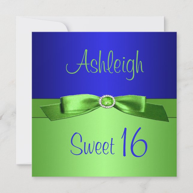 Einladung von Lime Green und Royal Blue 16 . Gebur (Vorderseite)
