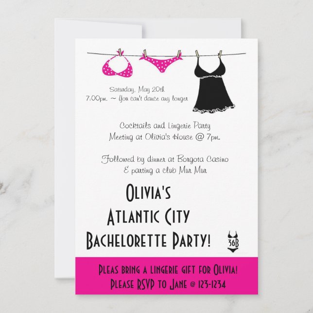 Einladung von Lingerie Bachelorette (Vorderseite)