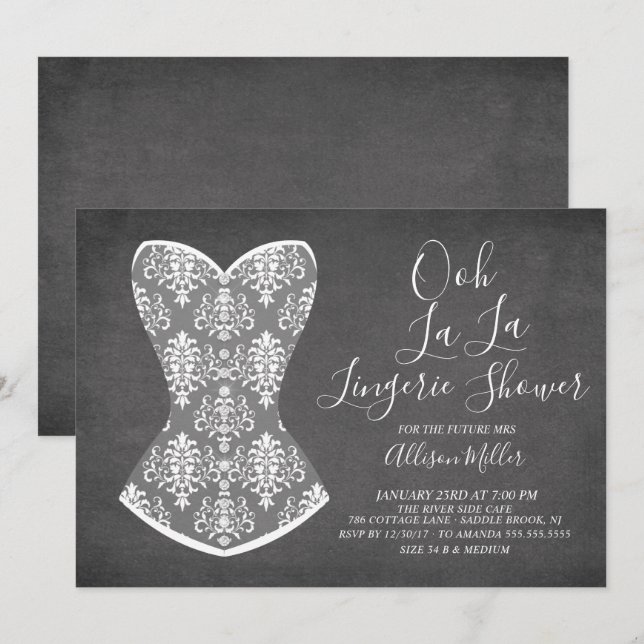 Einladung von Lingerie Bridal Dusche (Vorne/Hinten)