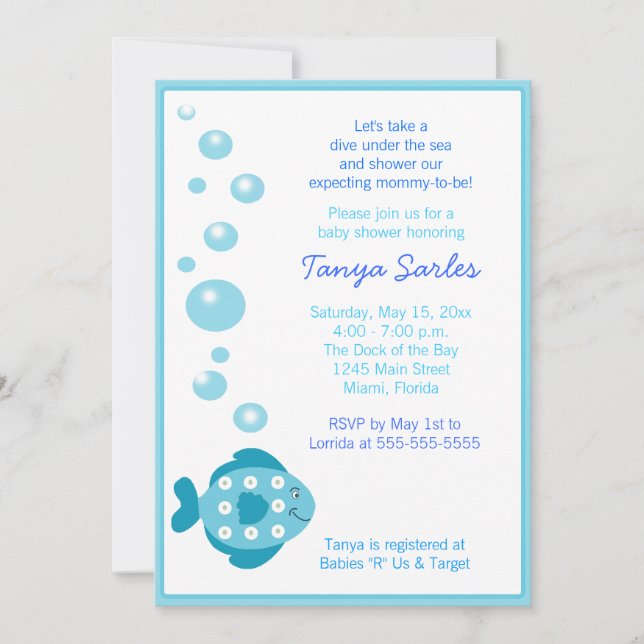 Einladung von Little Fishy Ocean 12x18 Baby Shower (Vorderseite)