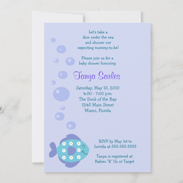 Einladung von Little Fishy Ocean 12x18 Baby Shower (Vorderseite)