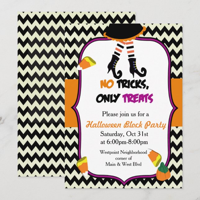 Einladung von Little Hexe Halloween-Party (Vorne/Hinten)