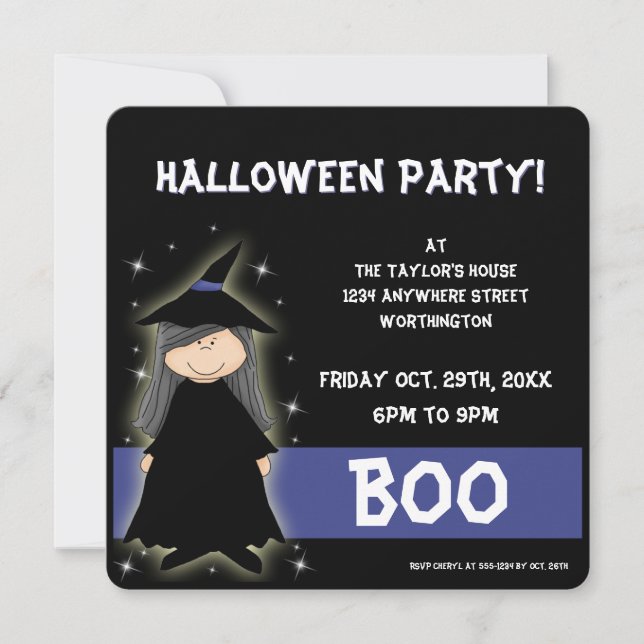 Einladung von Little Hexenkid zum Halloween-Party (Vorderseite)