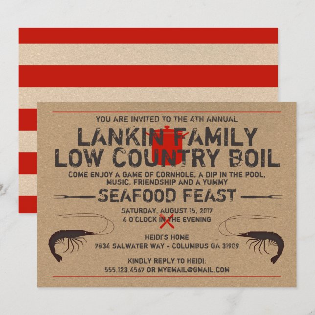 Einladung von Low Country Boil - Garnelenkohle (Vorne/Hinten)