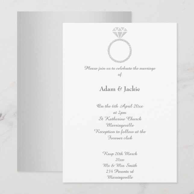 Einladung von Luxe Diamond Ring Hochzeit (Vorne/Hinten)