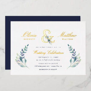 Einladung von Luxe Floral Wedding Foil