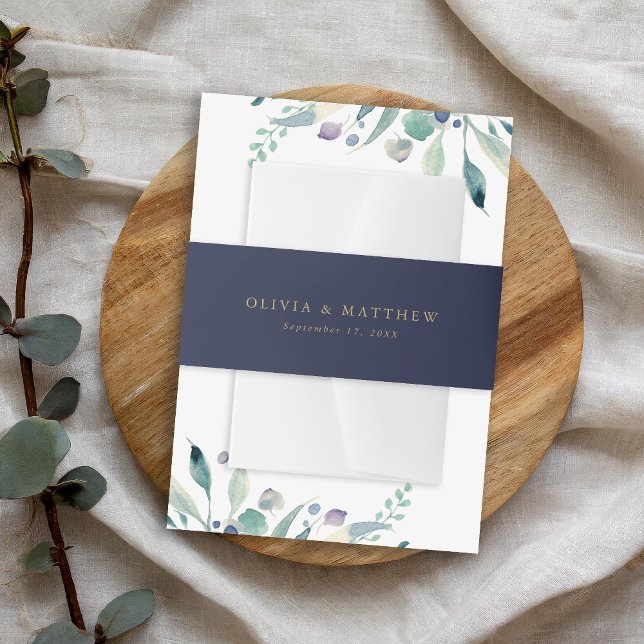 Einladung von Luxe Navy Minimalistisch Wedding Mon Einladungsbanderole (Von Creator hochgeladen)