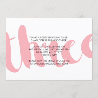 Einladung von Mädchen zur dritten Geburtstagsparte