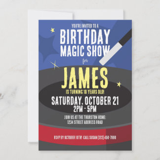 Einladung von Magician Birthday - Top Hat & Stars