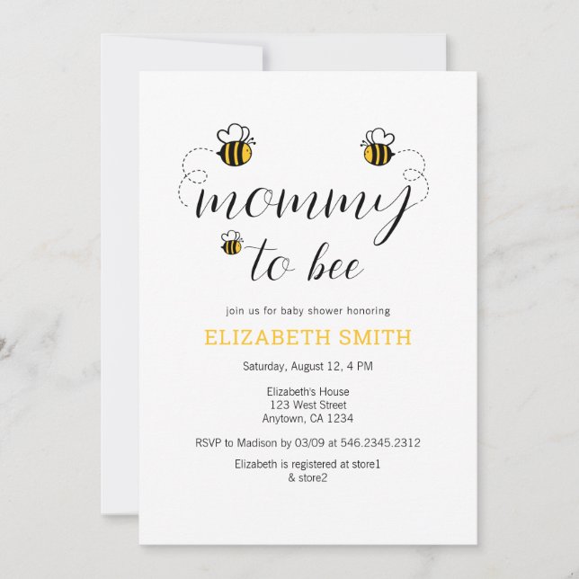 Einladung von Mama zu Honey Bee Baby Shower (Vorderseite)