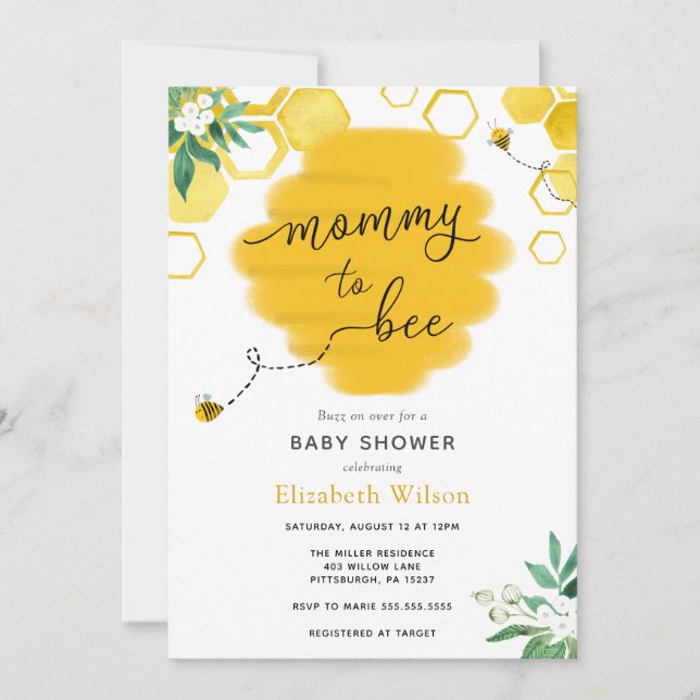 Einladung von Mami zu Bee Baby Shower (Vorderseite)