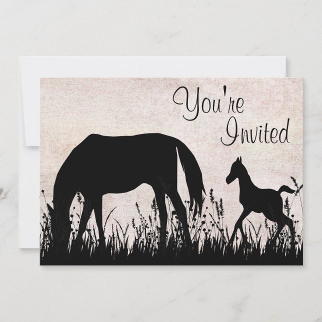 Einladung von Mare and Foal Grazing Horse Baby Sho (Vorderseite)
