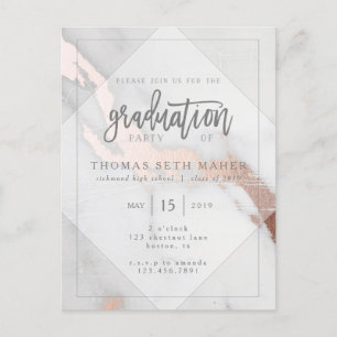 EINLADUNG VON MARMOR UND ROSE GOLD ABSCHLUSS POSTKARTE