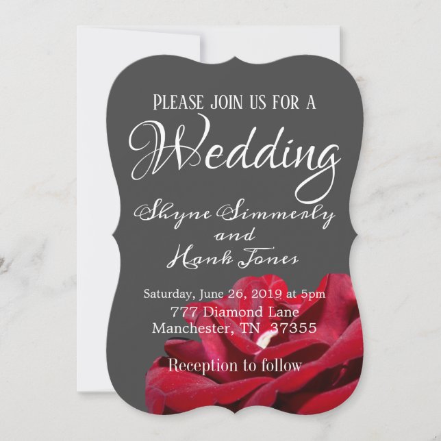 Einladung von Marsala Burgund und Gray Wedding (Vorderseite)