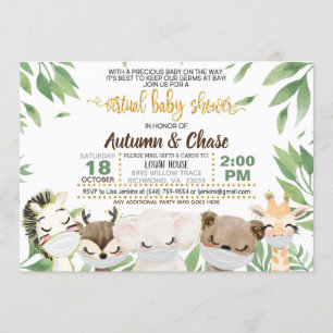 Einladung von Masked Animal Virtual Baby Shower