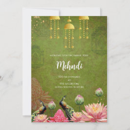 Einladung von Mehndi Digital Indian Pfau lädt ein