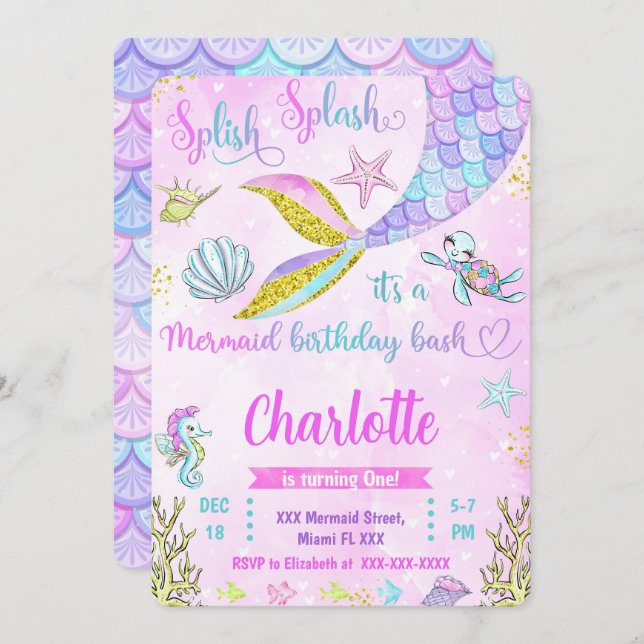 Einladung von Mermaid (Vorne/Hinten)