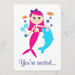 Einladung von Mermaid und Dolphin zum Geburtstag