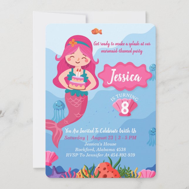 Einladung von Mermaid zum Geburtstag, redaktionell (Vorderseite)