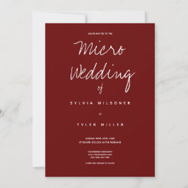 Einladung von Micro Wedding Burgundy Typografie
