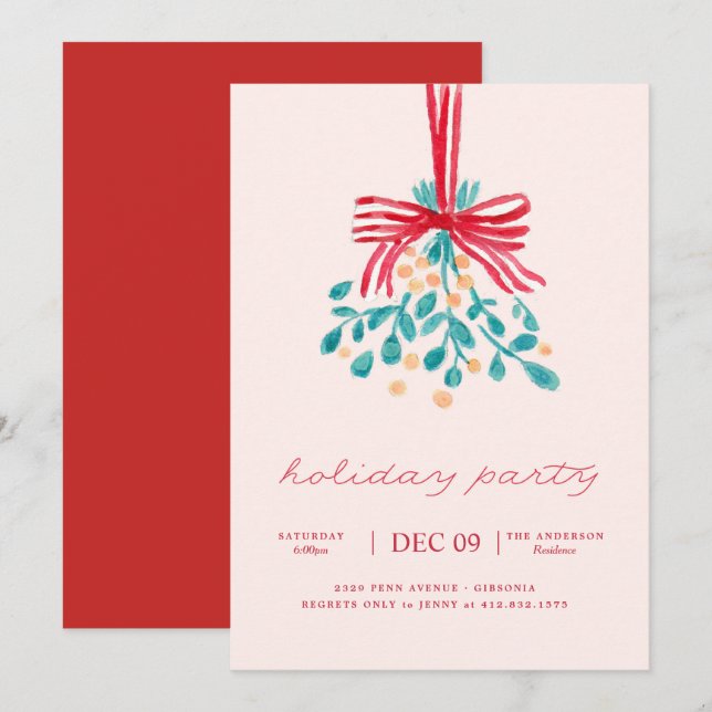 Einladung von Mistletoe Holiday Party (Vorne/Hinten)