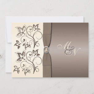 Einladung von Mocha und Ivory Floral Monogram