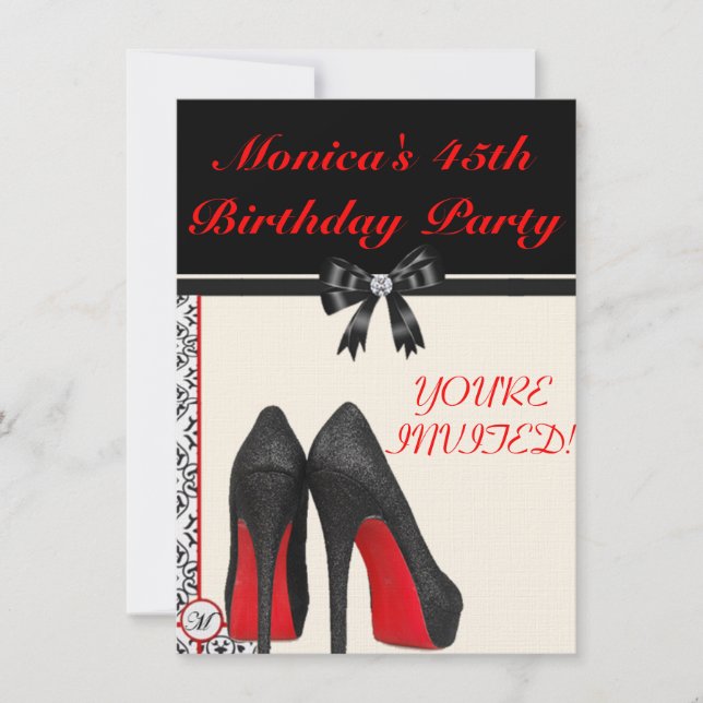 Einladung von Monica zum 45. Geburtstag (Vorderseite)