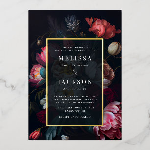 Einladung von Moody Peony Floral Wedding