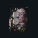 Einladung von Moody White Peony Wedding Arch Postkarte<br><div class="desc">Moody white peony floral Hochzeitssuite inspiriert von holländischen Stilen.</div>