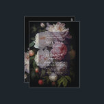 Einladung von Moody White Peony Wedding Arch Postkarte<br><div class="desc">Moody white peony floral Hochzeitssuite inspiriert von holländischen Stilen.</div>