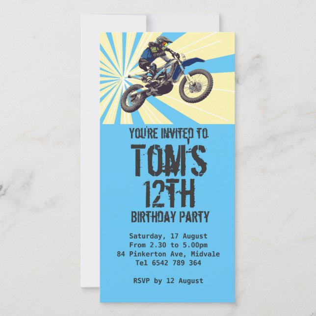 Einladung von Motorcross Birthday Party (Vorderseite)
