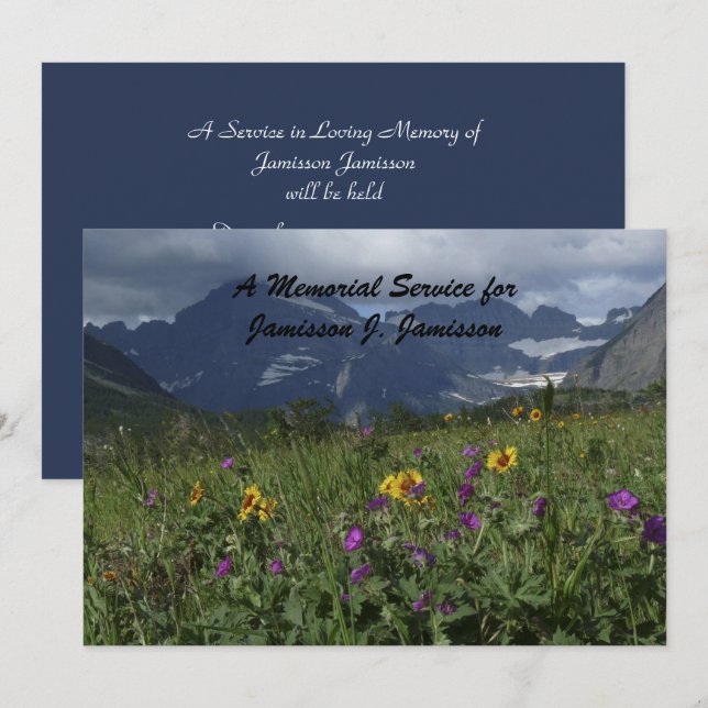 Einladung von Mountain-Wildblumen zum Gedächtnisdi (Vorne/Hinten)