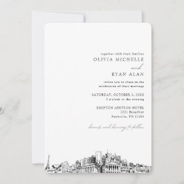 Einladung von Nashville Wedding Skyline Sketch