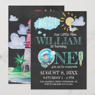 Einladung von Nautical Captain First Birthday Part