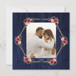 Einladung von Navy Blue Burgundy mit QR-Code