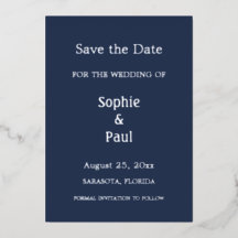 Einladung von Navy Blue Save the Date Foil