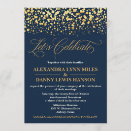 Einladung von Navy und Gold Glitzer Confetti Hochz