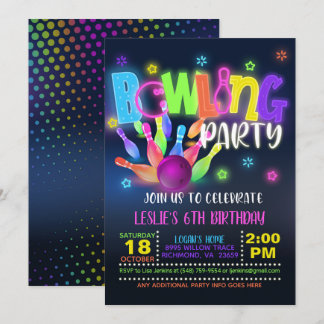 Einladung von Neon Bowling Birthday