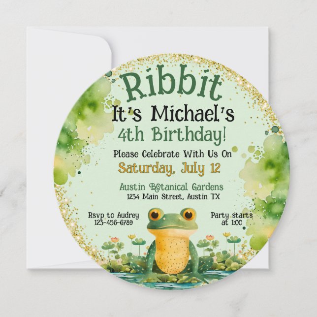Einladung von niedlich Frog Birthday Party (Vorderseite)