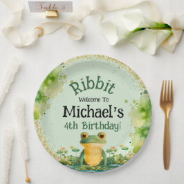 Einladung von niedlich Frog Birthday Party Pappteller