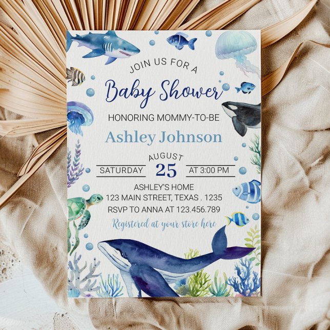 Einladung von Ocean Animal Boy Baby Shower (Von Creator hochgeladen)