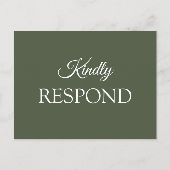 Einladung von Olive Green Wedding RSVP Postkarte (Vorderseite)